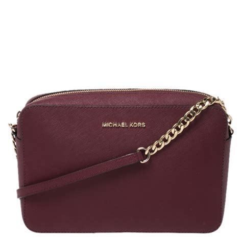 leather crossbody bag with fringe michael kors|Michael Kors burgundy crossbody bag.